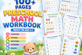 create printable preschool math worksheets and workbook PDF