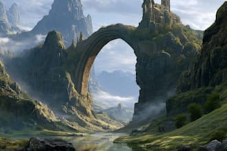 create stunning fantasy background and scenery illustration