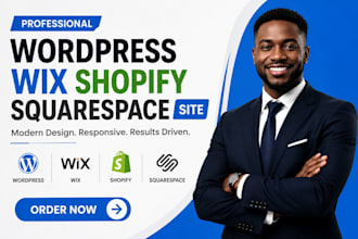 design a professional wordpress wix shopify squarespace site