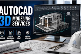 create autocad 3d modelling, 2d to 3d conversion, house design