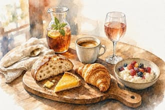 make an amazing food and drink watercolor illustration