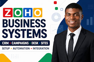 setup zoho crm, zoho campaigns, zoho desk, zoho sites and integration
