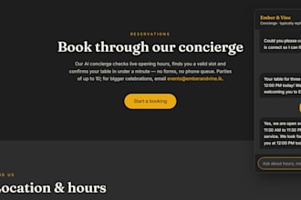 build a one page business site with ai chat and booking system