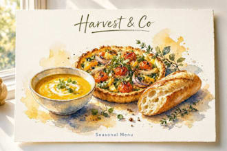 create custom watercolor food illustration for brand or menu
