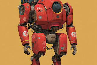 design custom futuristic mecha robot artwork