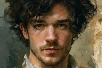 draw digital realistic oil portrait painting