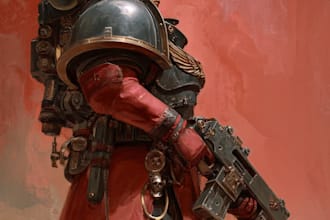 draw a grimdark sci fi warrior character illustration