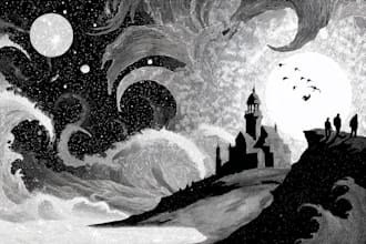draw simple black and white illustration