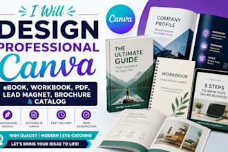 design professional canva ebook, workbook, PDF, lead magnet, brochure, catalog