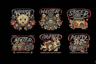 design vintage horror animal tattoo logo with traditional vector artwork