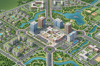 create mixed use development map, real estate map, master site plan, site layout