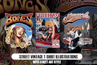 draw street vintage illustration for tshirt and merch