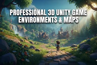 design unity game environment, game level, unity game map, 3d unity game level