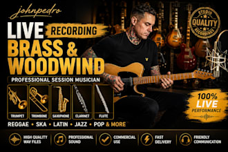record live trumpet, saxophone, trombone, clarinet and flute for your music