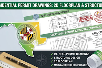 be your civil structural mep permit drawing engineer stamp for maryland approval