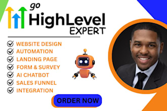 design gohighlevel website, landing page and sales funnel setup for business
