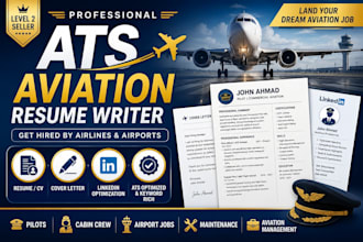 write an ats aviation resume, CV, cover letter and optimize linkedin