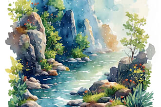 paint animals watercolor or digital illustration