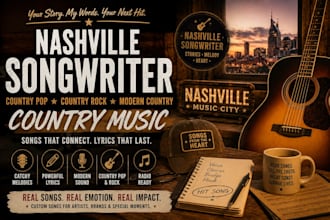write a modern country pop or country rock song for your music project