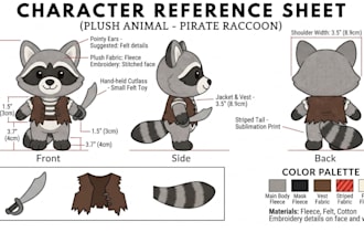 design custom plush toy reference sheet stuffed animal ych character mascot