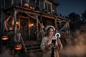 do custom scary horror halloween house, accessories, halloween party ugc model