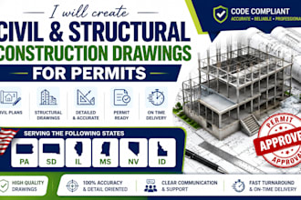 create civil and structural construction drawings for permits pa sd il ms nv id