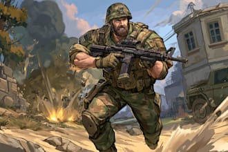 draw military themed character illustrations