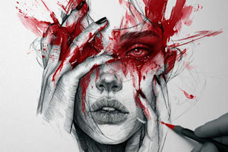 draw bloody horror illustration