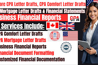 prepare CPA letter CPA comfort letter CPA mortgage letter, financial statements