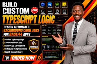 build custom typescript logic  design automated background cron jobs for base44