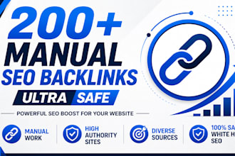 build 200 manual white hat SEO backlinks for your website