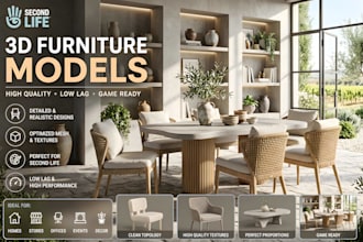create high quality 3d model for second life