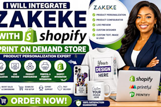 integrate zakeke with shopify print audit on demand store and personalization