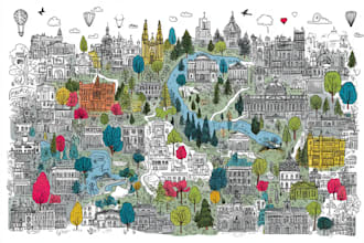 create doodle illustrated vector map