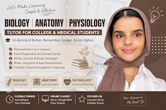tutor in anatomy, physiology and biology and exam preparation