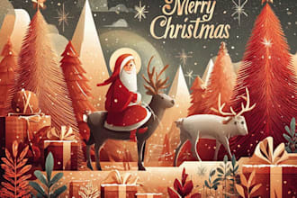 draw retro holiday xmas christmas and winter artworks