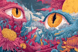 create amazing art of psychedelic, stoner, trippy, cover