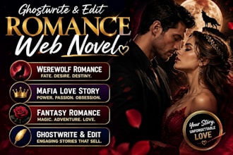 ghostwrite edit romance web novel, werewolf mafia love story and fantasy romance