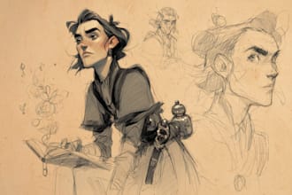 sketch of your character, sci fi fantasy, cyberpunk