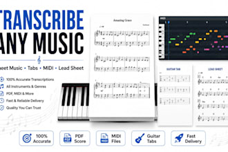 transcribe any music track into a score tabs sheet music midi files lead sheet