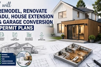 remodel renovate adu house extension and garage conversion permit plans