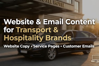 write website content and customer service emails for transport and hospitality