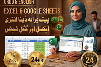 do urdu and english excel data entry and google sheets