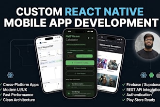 develop mobile app for android and ios app with react native