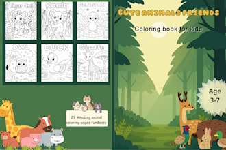 create a unique animal coloring book for kids