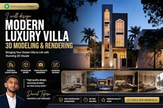 design modern luxury villa 3d modeling and rendering