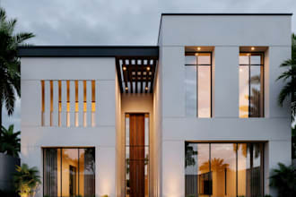 design modern luxury villa 3d modeling and rendering