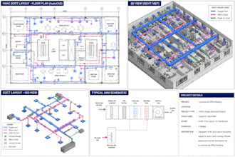 do design hvac using autocad and revit mechiancal and ansys 3d modelling