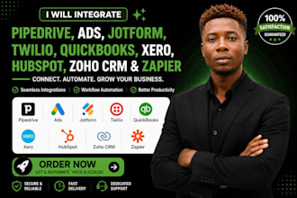 integrate pipedrive ads jotform twilio quickbooks xero hubspot zoho crm zapier
