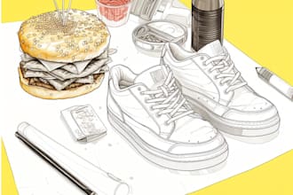 draw detailed line art of any kinds product, food, sketch